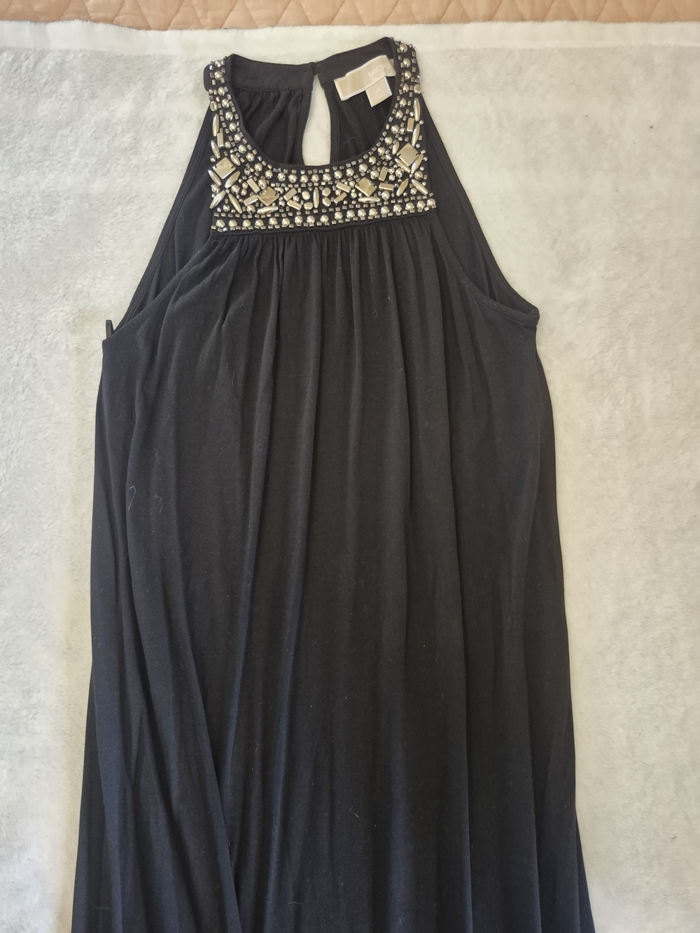 Michael Kors Black Embellished Halter Dress